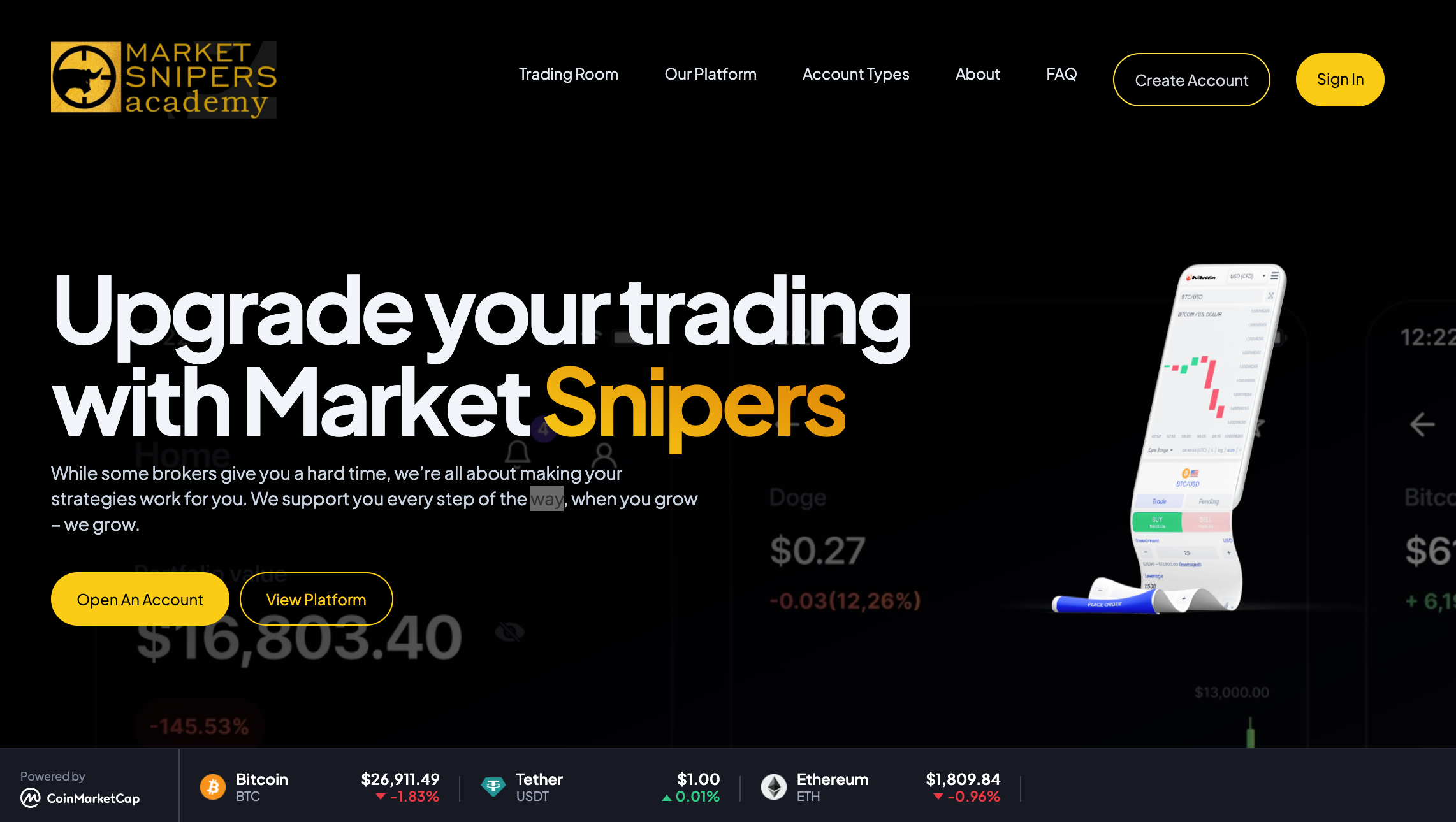Market Snipers desktop home page